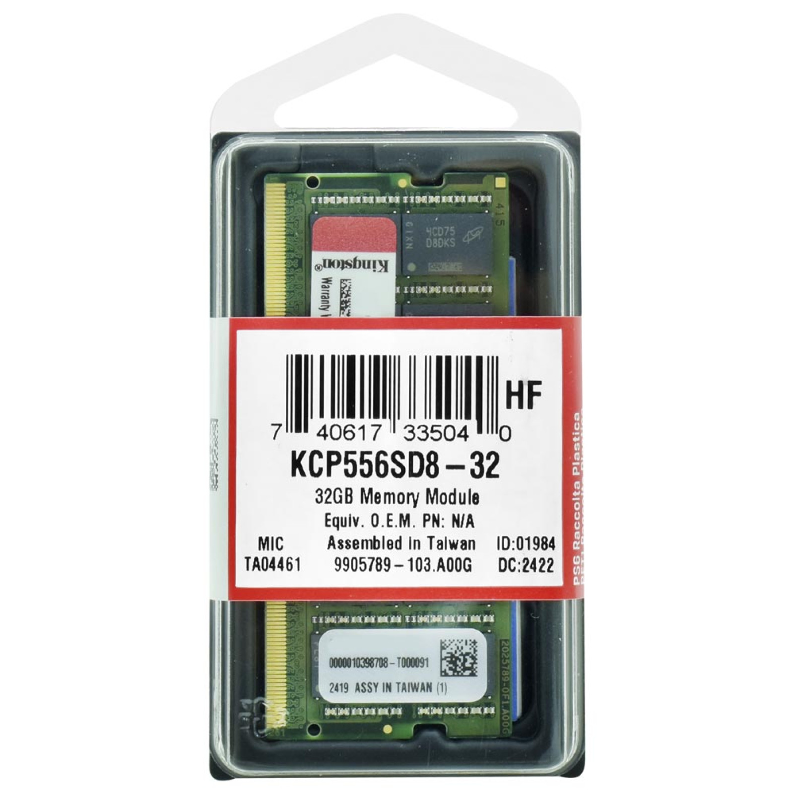 Memória Notebook Ddr5. 32gb 5600mhz Kingston Kcp556sd8-32